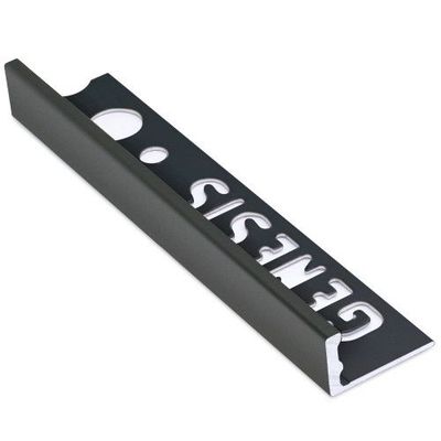 10mm Aluminium  Straight Edge Trim 2.5m Brushed Black Glossy