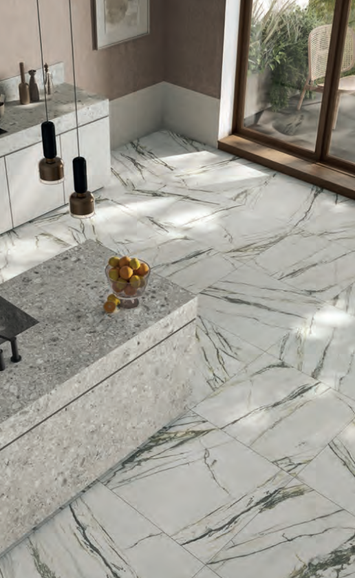 Marble 3D Calacatta Bamboo Semi Polished
