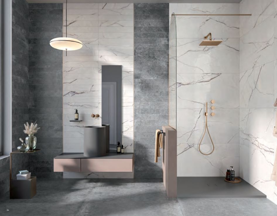 Marble 3D Lilac White Semi Polished