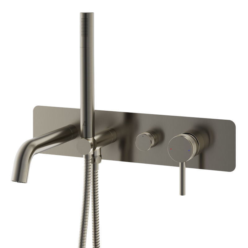Siena Wall Mounted Bath Shower Mixer Brushed Gunmetal Grey