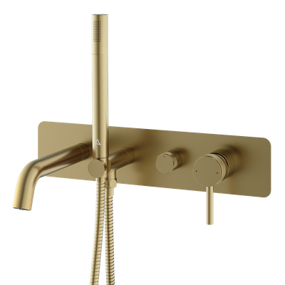 Siena Wall Mounted Bath Shower Mixer Brushed Brass