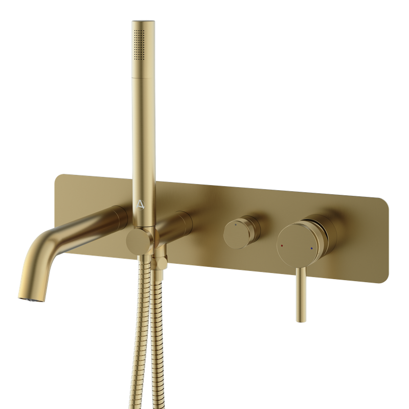Siena Wall Mounted Bath Shower Mixer Brushed Brass