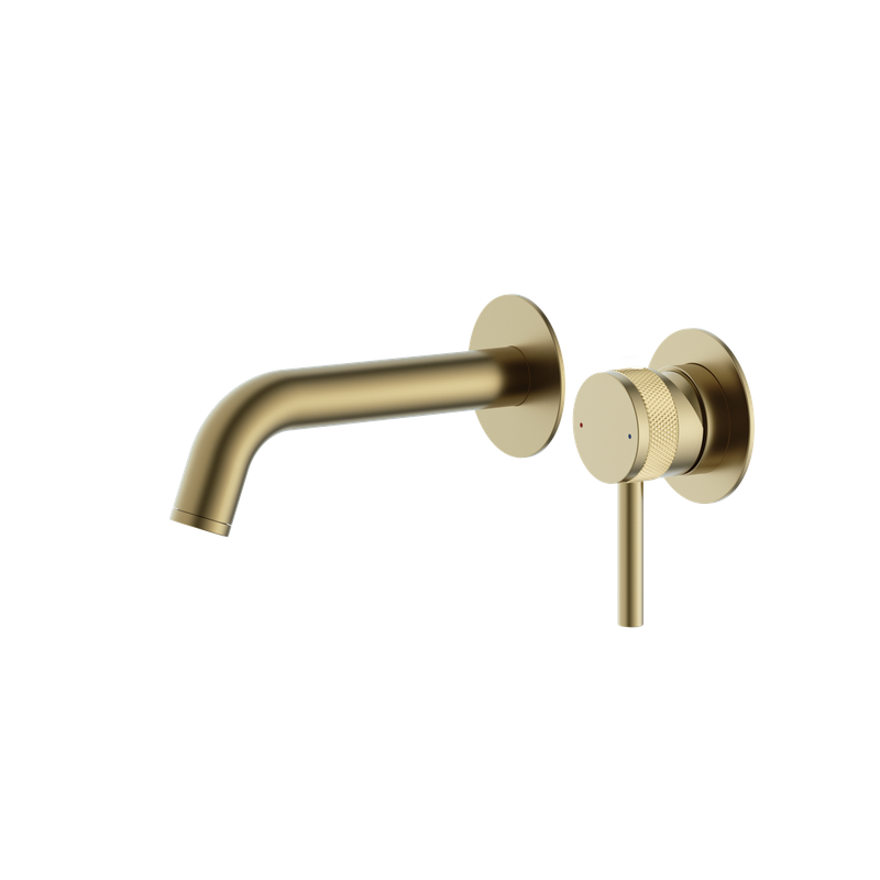 Siena Wall Mounted Basin Mixer Brushed Brass