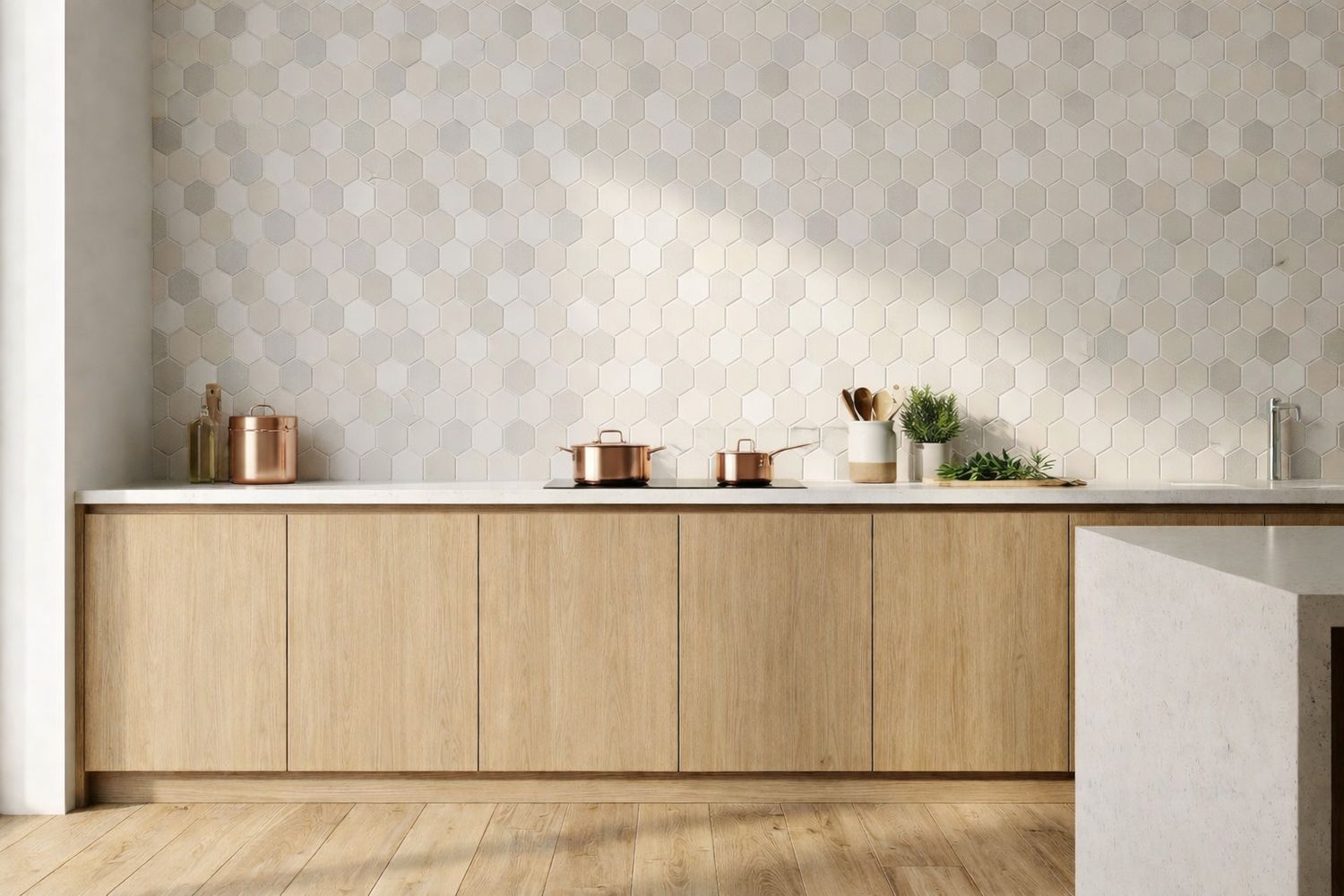 City Hex white Mix 51x59mm Matt R11 Mosaic