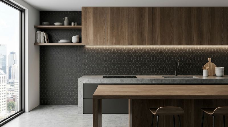 City Hex Black 51x59mm Matt R11 Mosaic