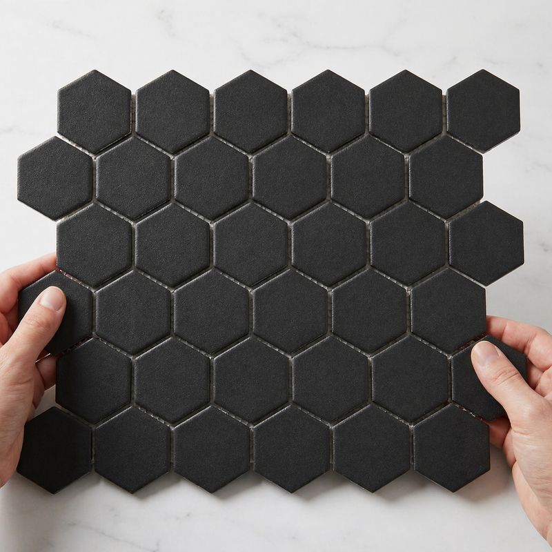 City Hex Black 51x59mm Matt R11 Mosaic