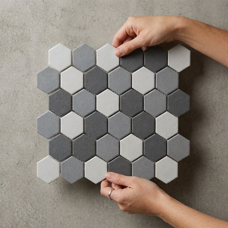 City Hex Dark Grey Mix 51x59mm Matt R11 Mosaic