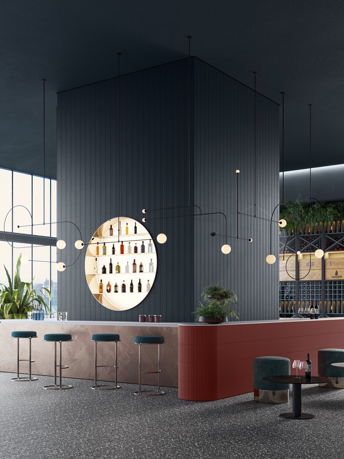 Fluted Blue Corrugated Gloss 300x75