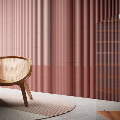 Fluted Red Curved Matt 300x75 Tiles