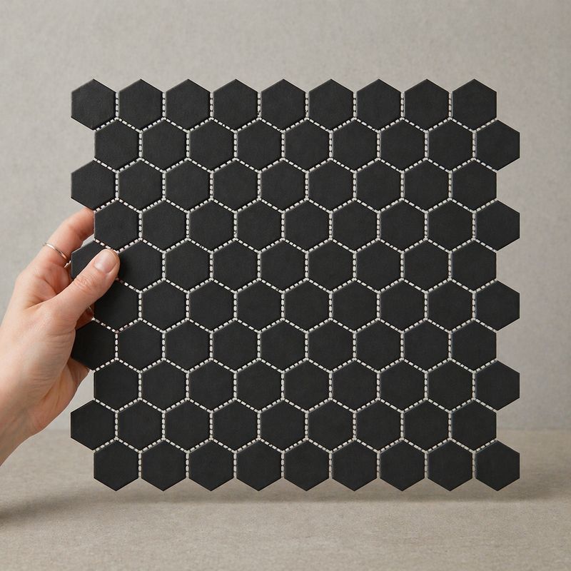 City Hex Black 23x26mm Matt R11 Mosaic