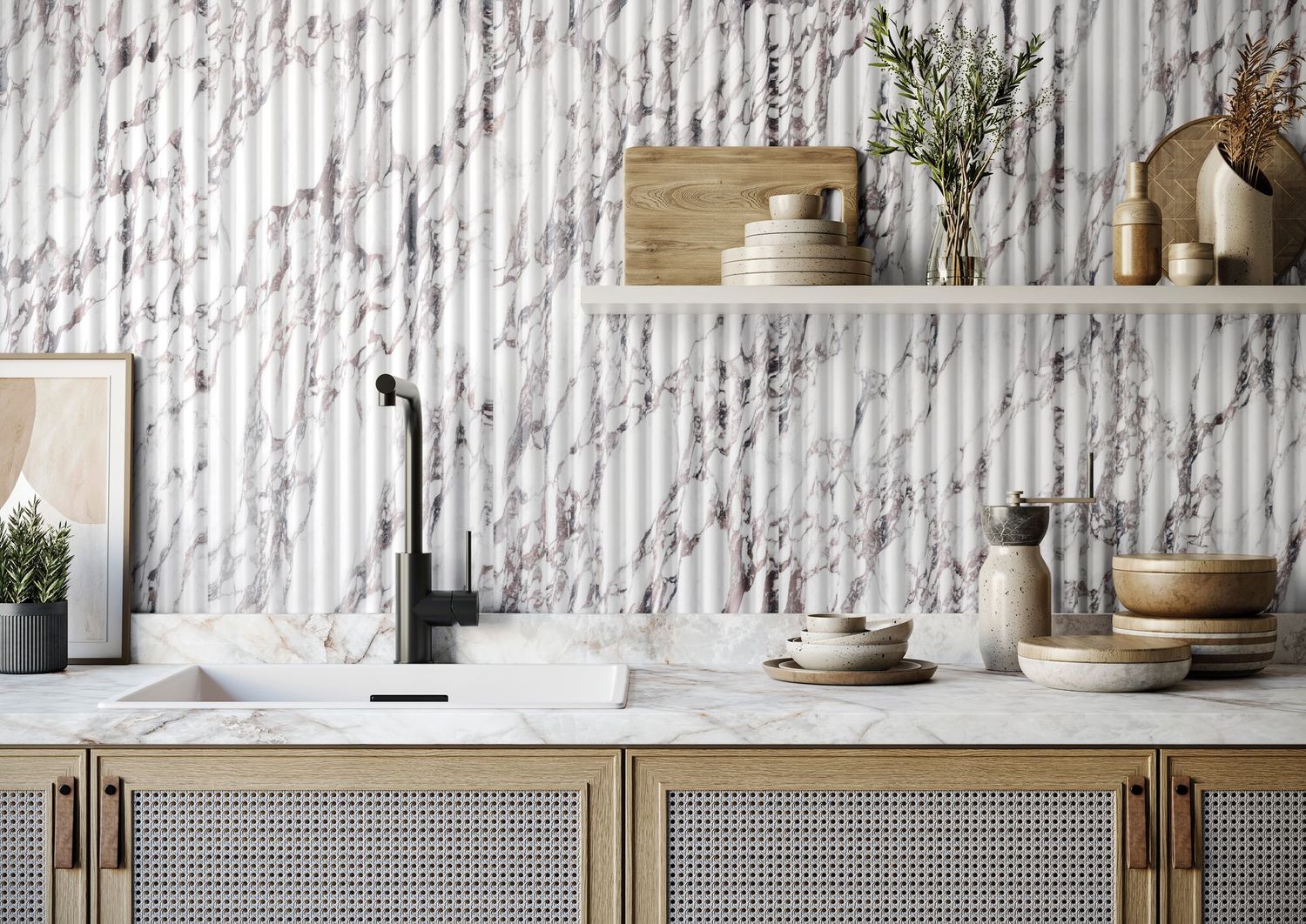 Marble Fluted Calacatta Viola Marble Fluted Calacatta Viola