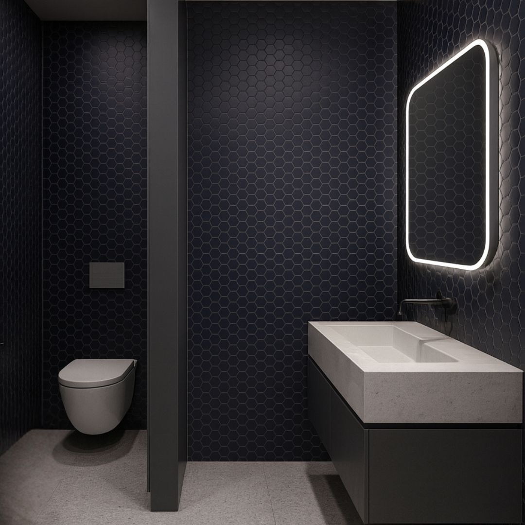 Hex Blue Mosaic (5.1cm x 5.9cm) 32.5cm x 28.1cm