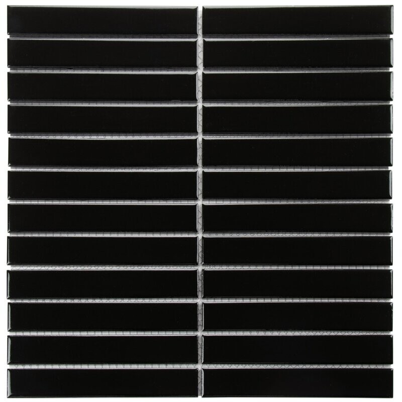 Kit Kat Oslo Black Gloss Mosaic Tile Kit Kat Oslo Black Gloss Mosaic Tile