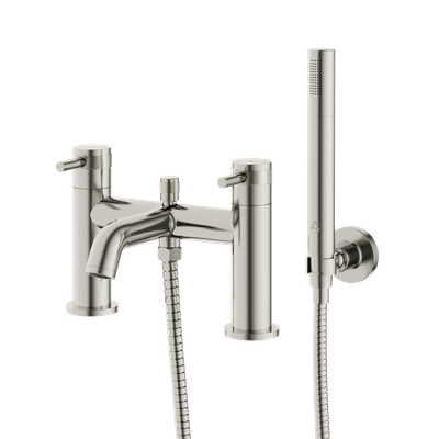 Haylo Deck Mounted Bath Shower Mixer Brushed nickel