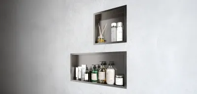 Haylo Large Rectangular Recessed Shelf Gunmetal grey