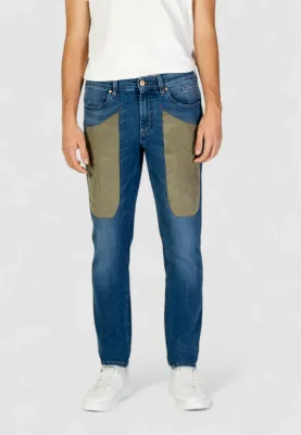 JECKERSON Jeans John Slim con toppe in alcantara