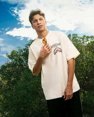 SPRAYGROUND SP696 DIABLO BEAR DOODLE OVER T-SHIRT IVORY