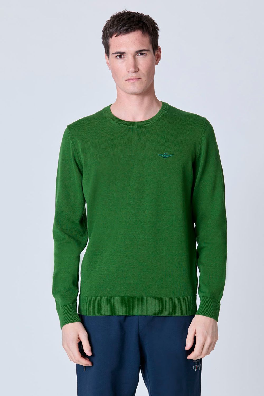 AERONAUTICA MILITARE MAGLIA GIROCOLLO IN COTONE CON AQUILA
