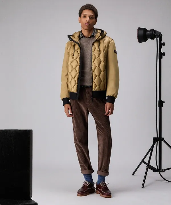PEUTEREY KOONS KJ BMAT PEU 520701181862 995 BOMBER BIMATERIALE CON TRAPUNTA GEOMETRICA
