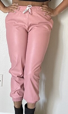 Pink Faux Joggers