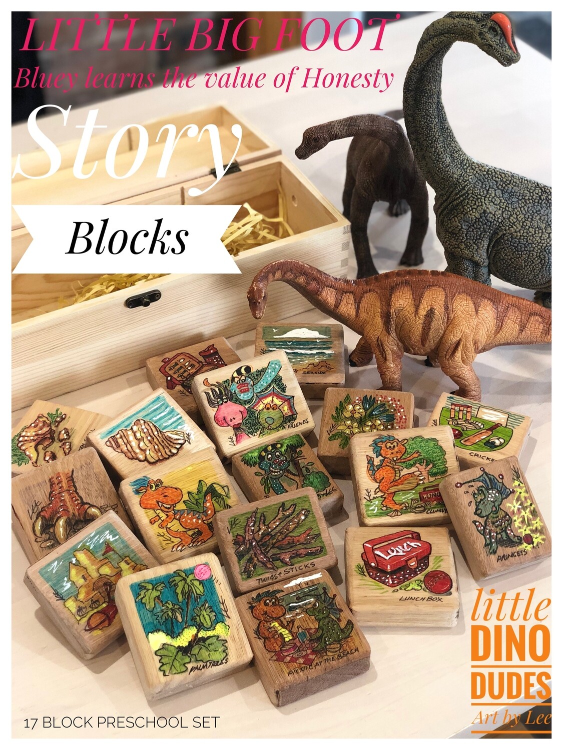 A. Wooden Story Blocks (17pcs Little Big Foot)