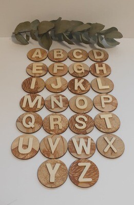 Alphabet Coins, Timber CUSTOM ORDER REQUEST