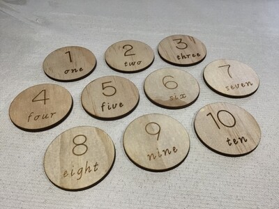 Number Wooden Discs 1 to 10