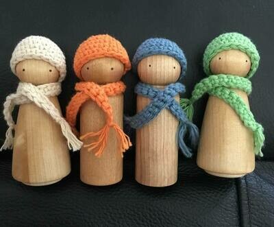 Beanie and scarf sets for a 9cm peg doll