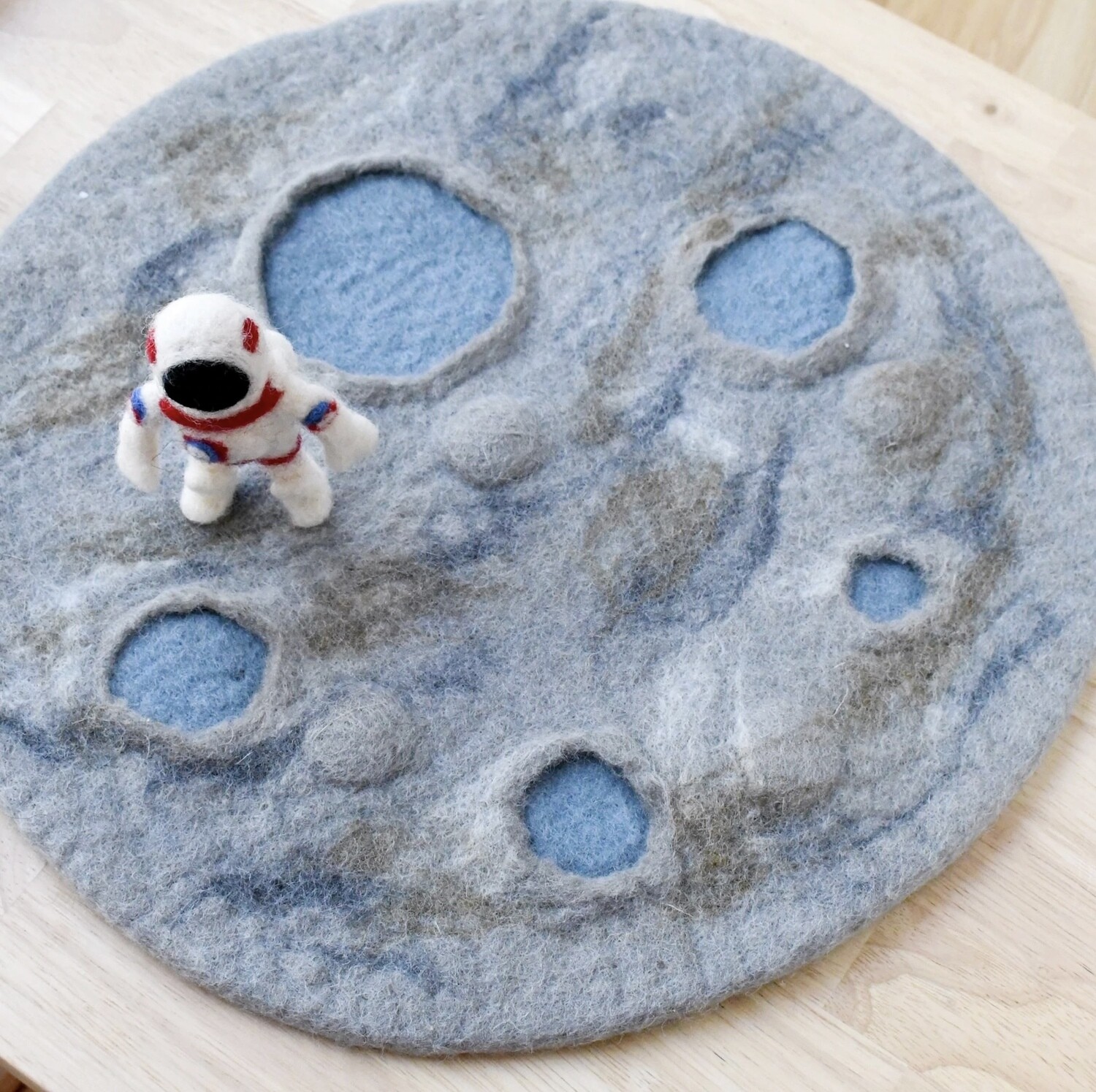 Moon Crater Felted Playscape with Astronaut