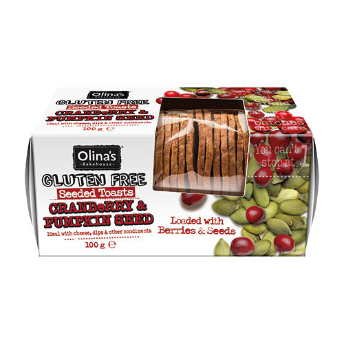 Olina&#39;s Bakehouse Seeded Toast Gluten Free- Cranberry and Pumpkin Seed 100g