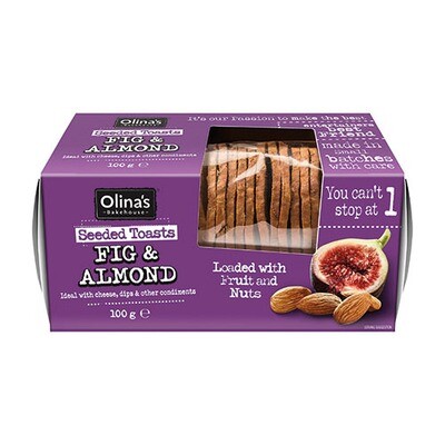 BACK IN! Olina's Bakehouse Seeded Toasts - Fig and Almond 100g 