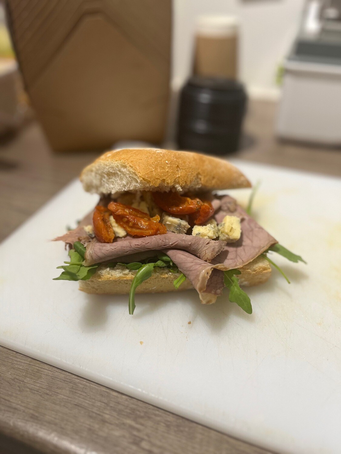 Roast Beef, Stilton crumb, Sunblushed Tomato