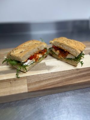 N'duja Sausage, Mozzarella, Tomato Salsa and Roquito Pearls
