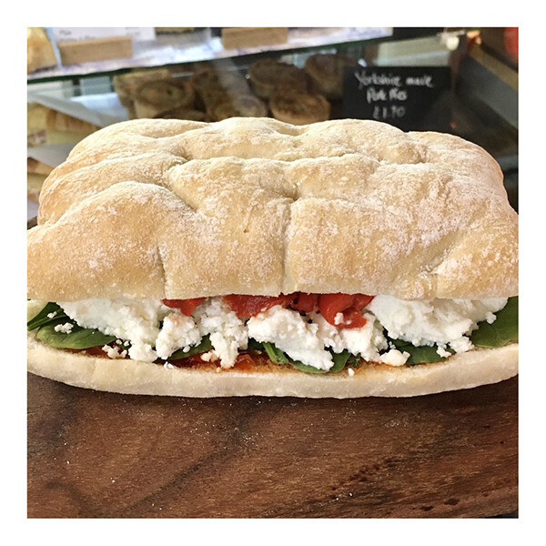 Goats Cheese, Roasted Peppers, Spinich and Chilli Jam (Vegetarian)
