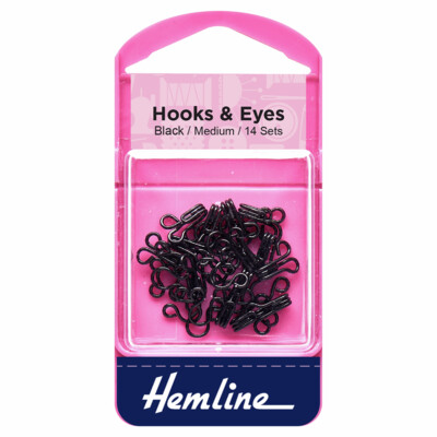 Hooks and Eyes: Black: Size 3 large