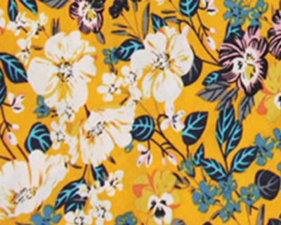 Tropical Floral Cotton lawn - Mustard