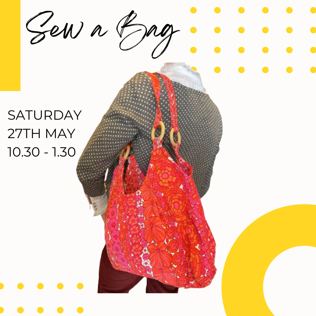 poster or flyer advertising event Learn to Sew Your Own Bag