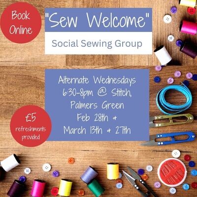 Social Sewing group!
Next session- Wednesday 27th March, 6.30-8pm