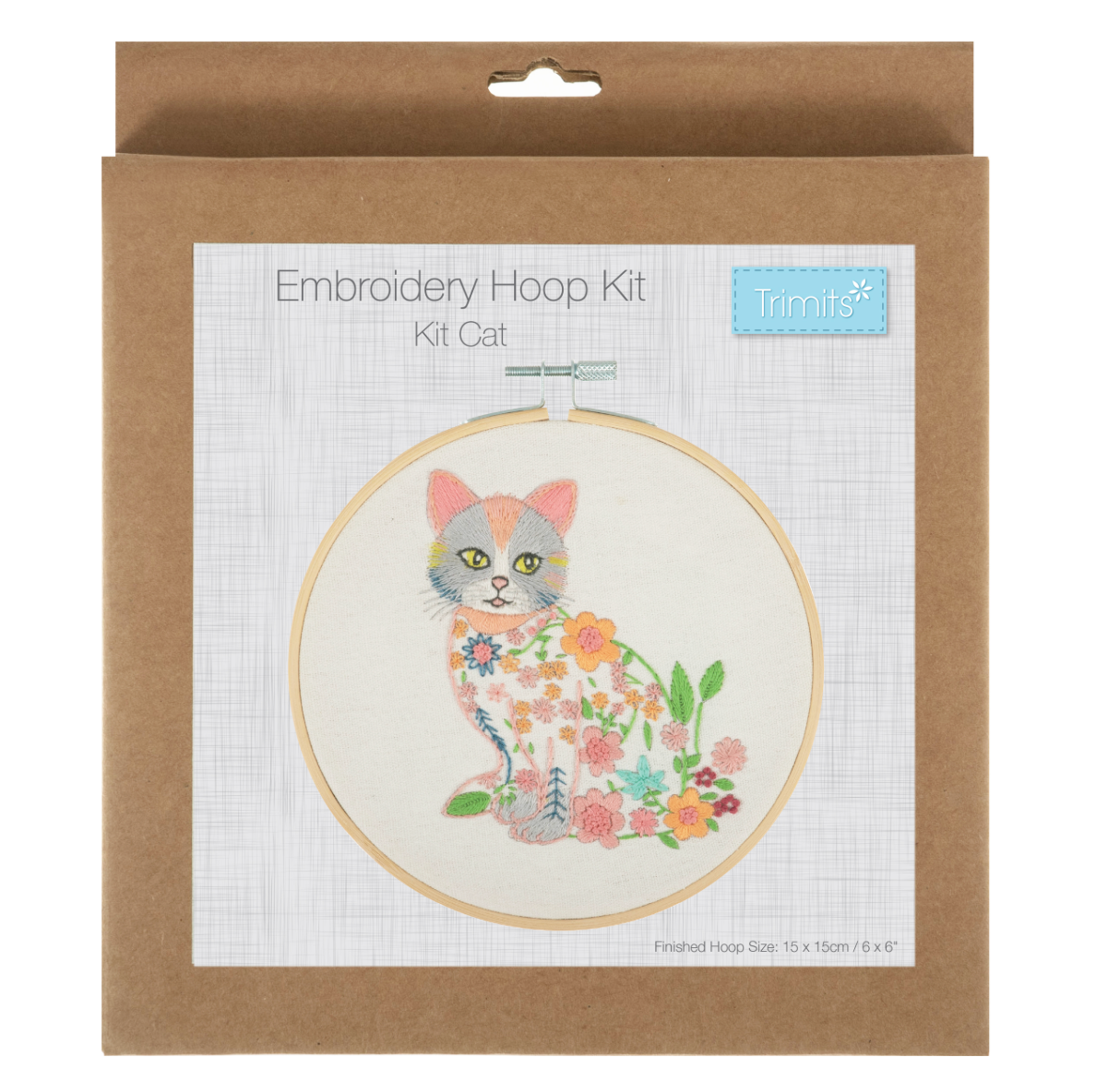 Embroidery Kit with Hoop: Kit Cat