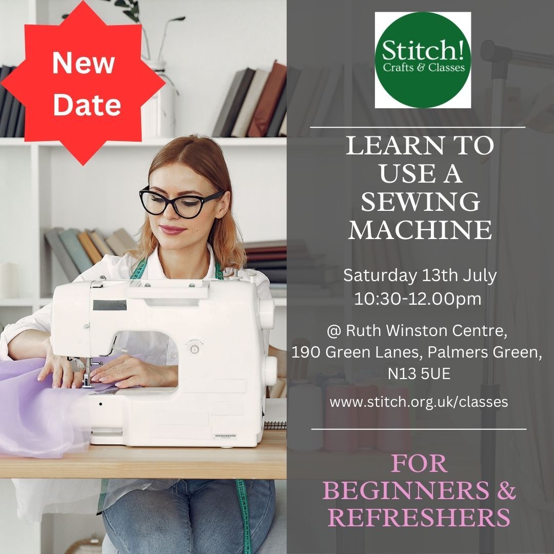 Learn to use a sewing machine @ Ruth Winston Centre in Palmers Green, Saturday 13th July, 10.30-12pm