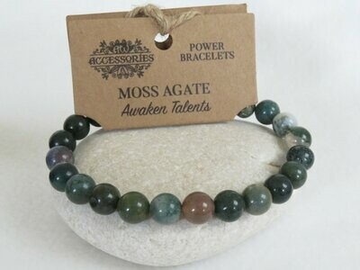 Moss Agate Reiki infused Crystal Bracelet