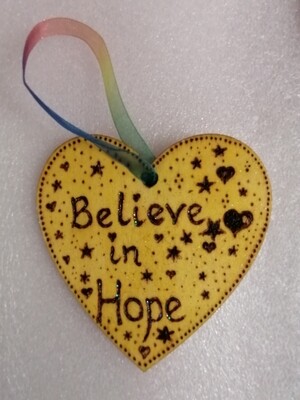 Glittery Wooden Heart 'Believe in Hope' ~ FREE UK P&P