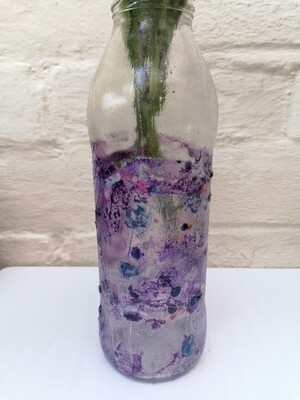Reiki Infused Up Cycled / Recycled Mixed media, Vase Bottle (Purple, White, Pink, Blue, Red).