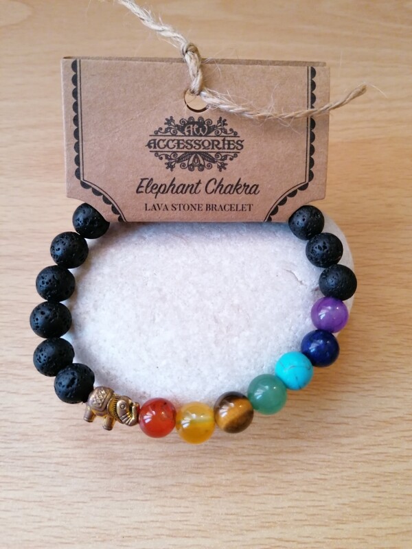 Elephant Chakra Lava Stone Reiki infused Crystal Bracelet & Aromatherapy Essential Oil Diffuser