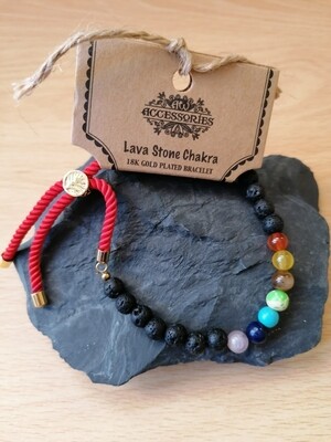 Chakra Lava Stone Red String adjustable Reiki infused Crystal Bracelet & Aromatherapy Essential Oil Diffuser