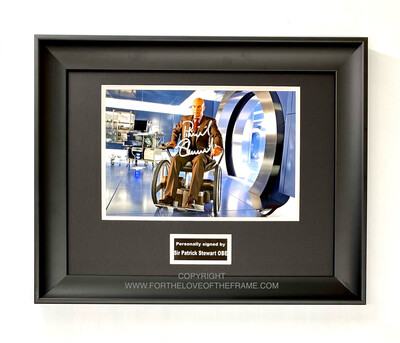Sir Patrick Stewart Stunning Hand Signed Ex-Men Movie Photo in Handmade Wooden Display with Certificate of Authenticity