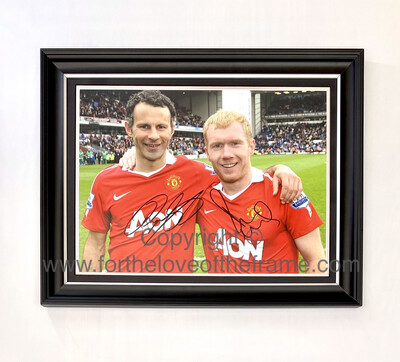 Ryan Giggs and Paul Scholes Stunning Hand Signed Manchester United Football Soccer Luxury Handmade Framed Photo Display & COA