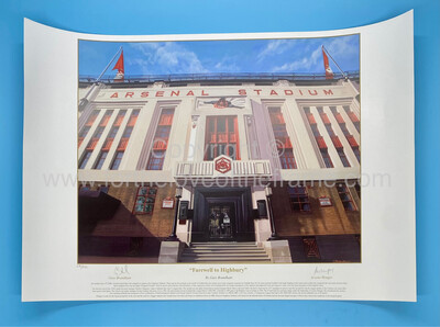 Arsene Wenger Hand Signed Limited Edition Large Arsenal Highbury Football Art Print