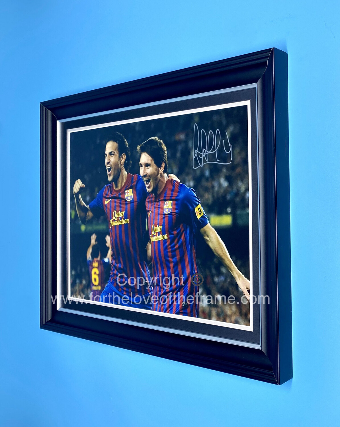 Cesc Fabregas Stunning Hand Signed FC Barcelona Messi Celebration