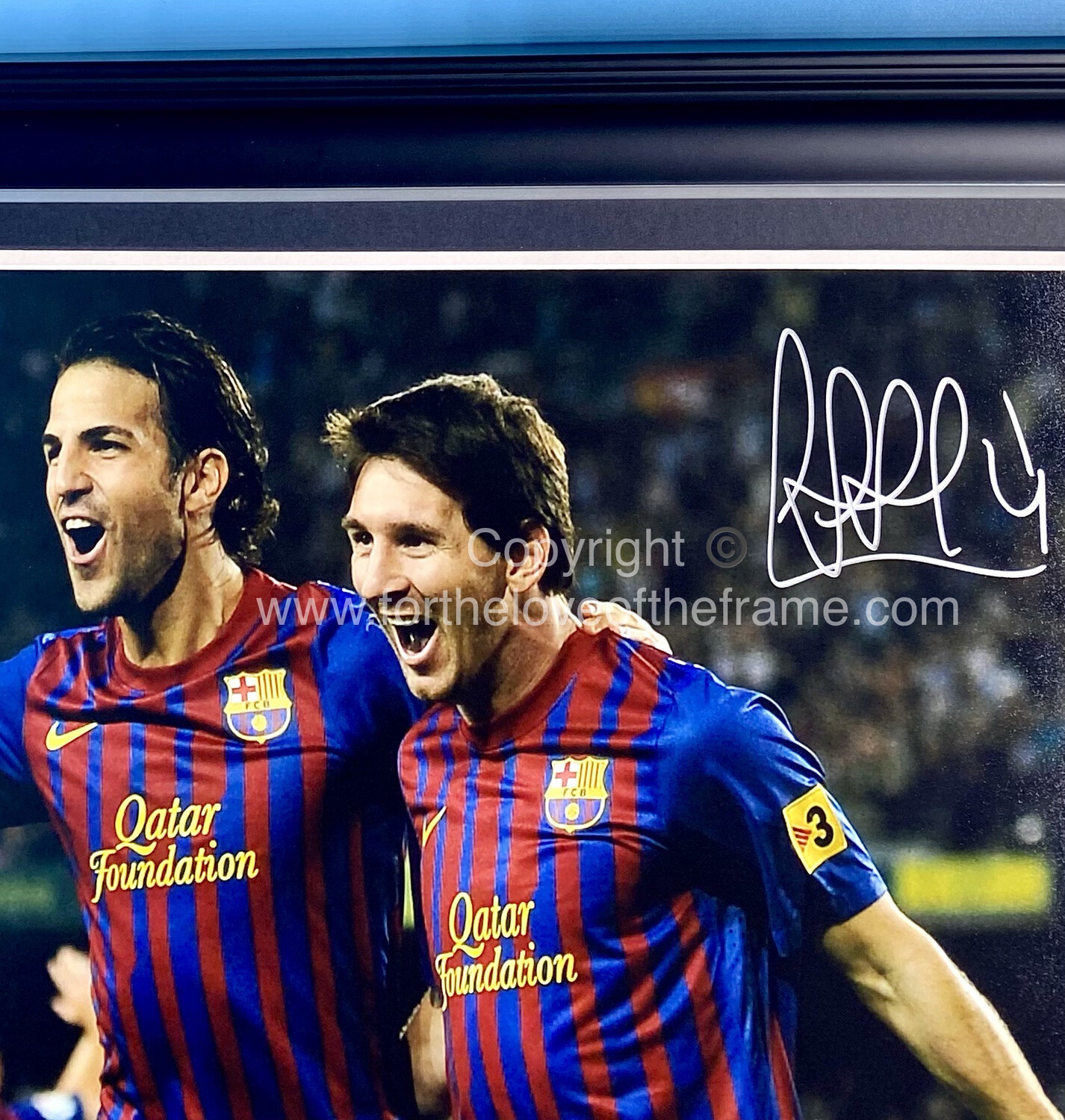 Cesc Fabregas Stunning Hand Signed FC Barcelona Messi Celebration